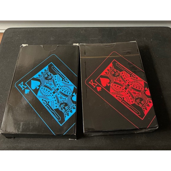 Win King Poker Other - Win King Poker Playing Cards 2 Decks Black Red Blue Neon Custom Art Casino Game